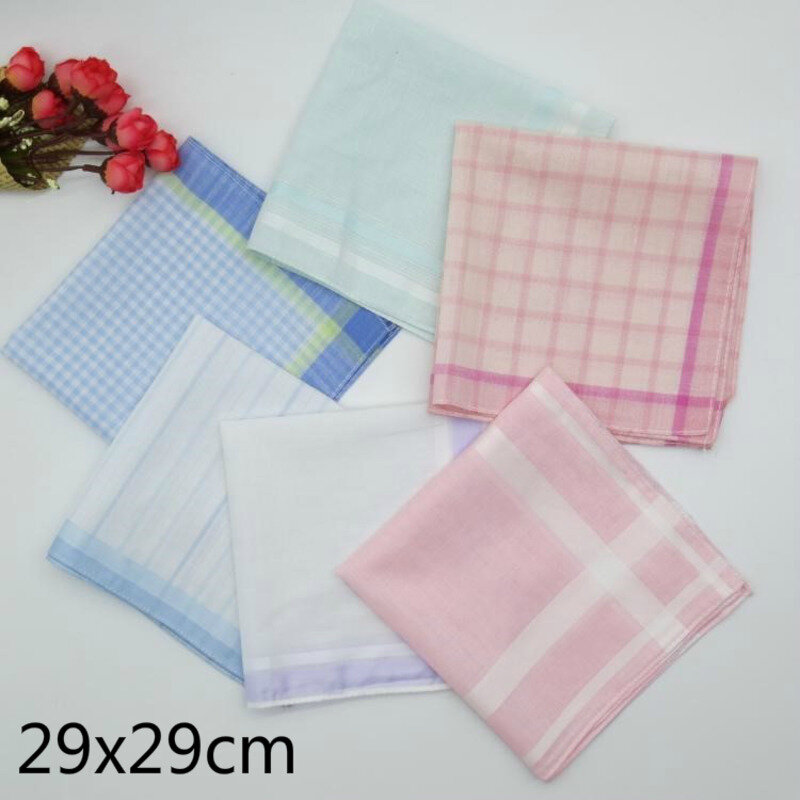 สุภาพสตรีผ้าฝ้ายLatticeสดและElegant Ultra-บางผ้าเช็ดหน้าผ้าเด็กผ้าฝ้ายเช็ดเหงื่อปากผ้าผ้าเช็ดหน้า