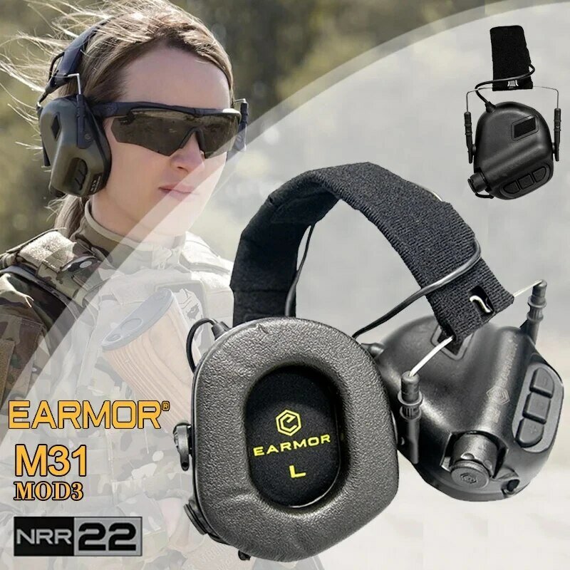 M31 Cancelamento de Ruído Headset Tático, Earmuffs Militar, Anti-Ruído, Electron Shooting Fone De Ouvido, NRR 22dB