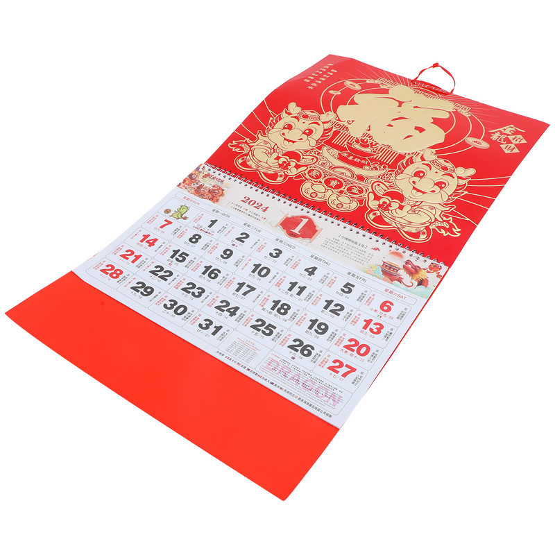Estilo tradicional chinês pendurado calendário, diário dragão calendário, doméstico, mensal, ano