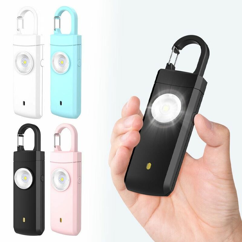 ABS Personal Alarm Safety Keychain Panic Security 130dB Safety Alarm Siren Portable Keychain Alarm Emergency LED Torch Keyring