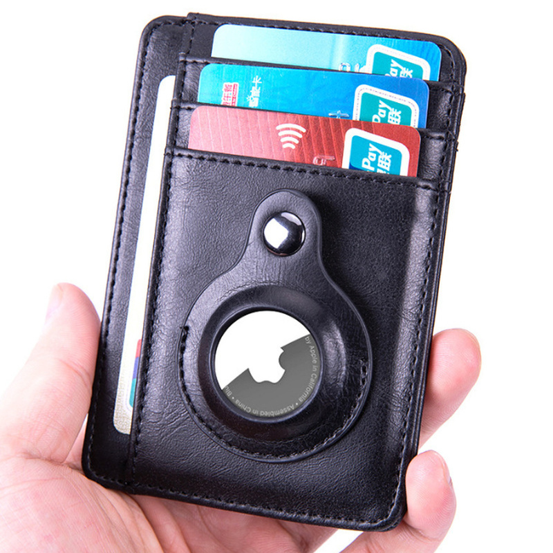 Nuovo Airtag in pelle PU per porta carte di credito Apple portafoglio sottile Rfid ID porta carte di credito Business borsa in fibra di carbonio vendita calda Dropship