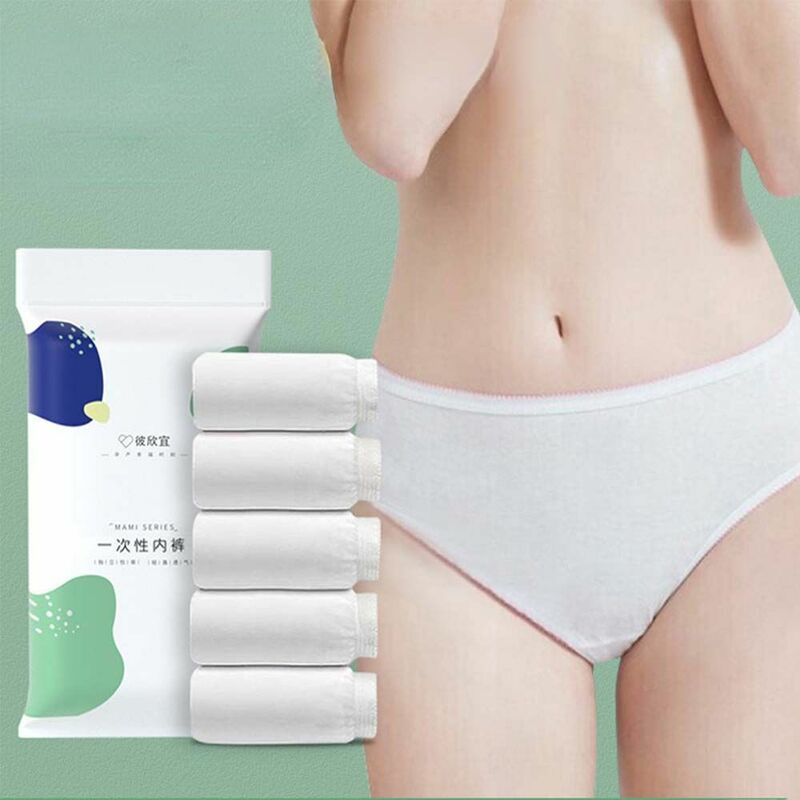 5PCS Briefs Disposable Underwear Maternity Underwear pure cotton Sterilized  Postpartum Underwear Travel Panties