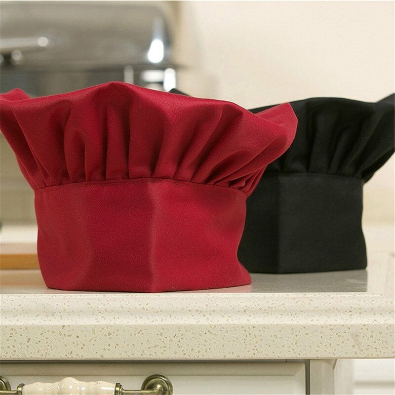 หมวกเชฟ8สีสำหรับผู้ชาย, หมวกทรงเห็ดอัดพลีทปรับได้เครื่องมือทำครัวเครื่องแบบพ่อครัว