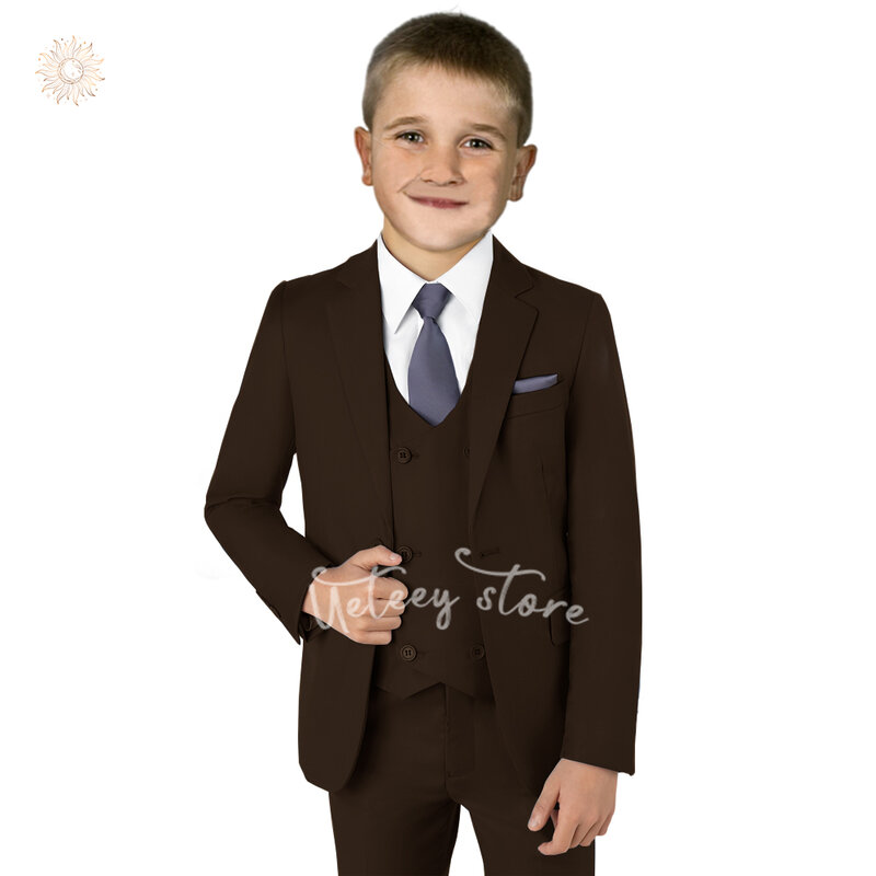 Облегающий костюм UETEEY для мальчиков, официальный костюм с пиковым отворотом для мальчиков, Блейзер, жилет, брюки, костюм для мальчиков, свадебные смокинги