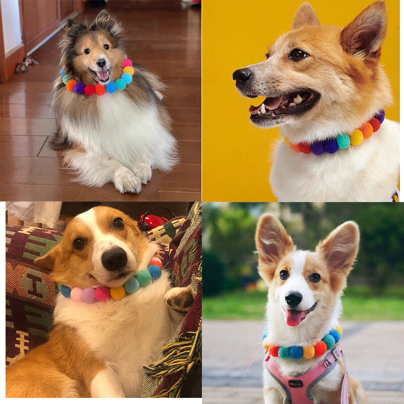 Collar de bolas para perro, pajaritas coloridas, accesorios de aseo para mascotas, 12 piezas