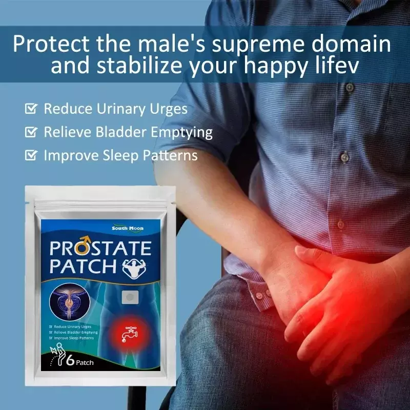 Prostatite Próstata Tratamento Patch Homem Prostático Umbigo Médico, Reforçar Kidney Herbal Adesivos, Cuidados de saúde, 6Pcs por Saco, 1 Saco