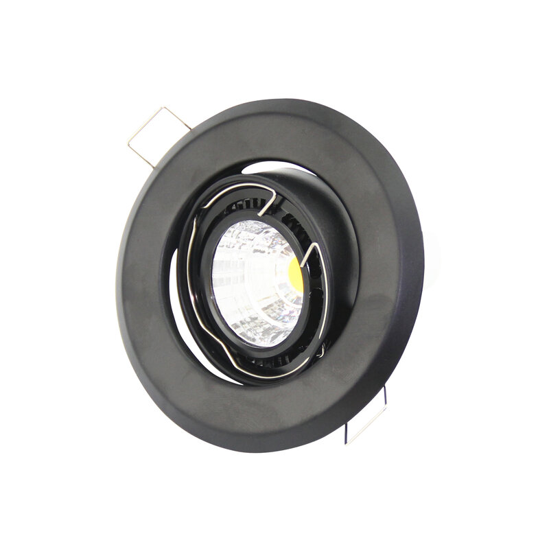 Recesso LED teto Spotlight Frame, ferro de alta qualidade, globo ocular invólucro, dispositivo elétrico redondo, branco e preto, MR16, GU10