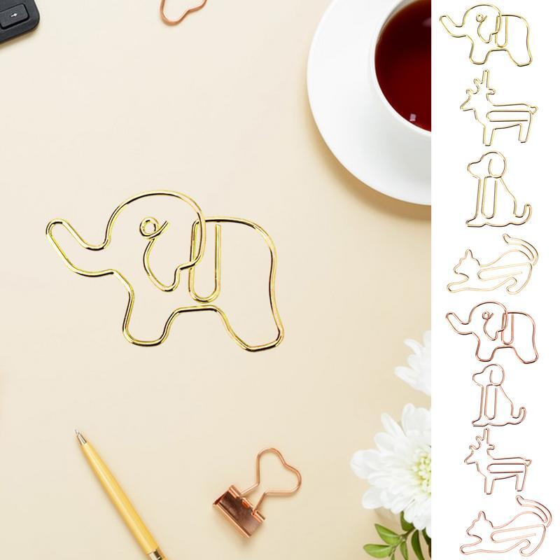 Golden Animal Cat Dog Rabbit Creative Paper Clips Decorative Metal Plating Boxed Paper Clip Metal Student Office Supplies Gift