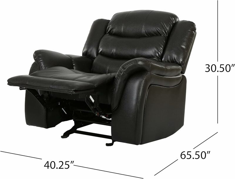 Отличное предложение, мебель GDFStudio, черное кожаное кресло с откидывающейся спинкой/кресло-планер