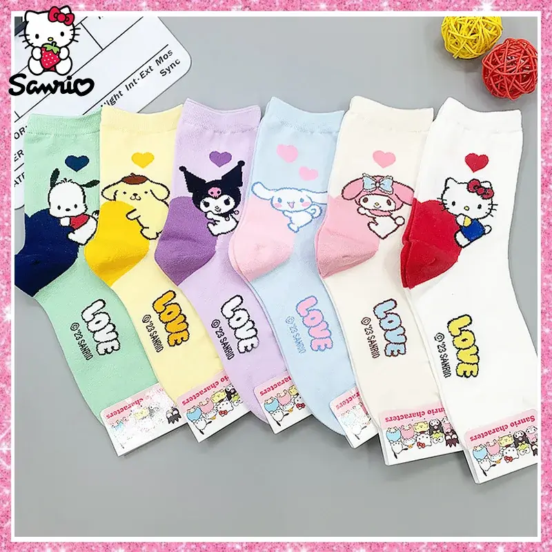 Kuromi носки Cinnamoroll чулки Kawaii Sanrio аксессуары My Melody шланг Y2K Hello Kitty вещи похвалка Рождественский подарок для девочки