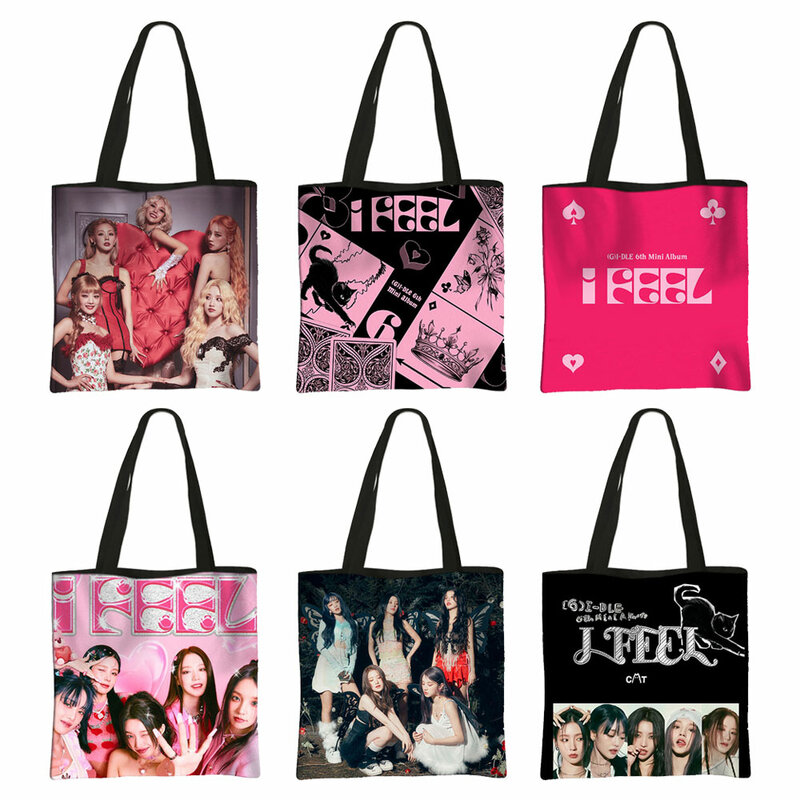 Kpop (G)I-DLE Tote Bag Alblum I Feel женская сумка Queencard сумка через плечо Soyeon/YUQI/MIYEON/Minnie /Shuhua многоразовая сумка для покупок
