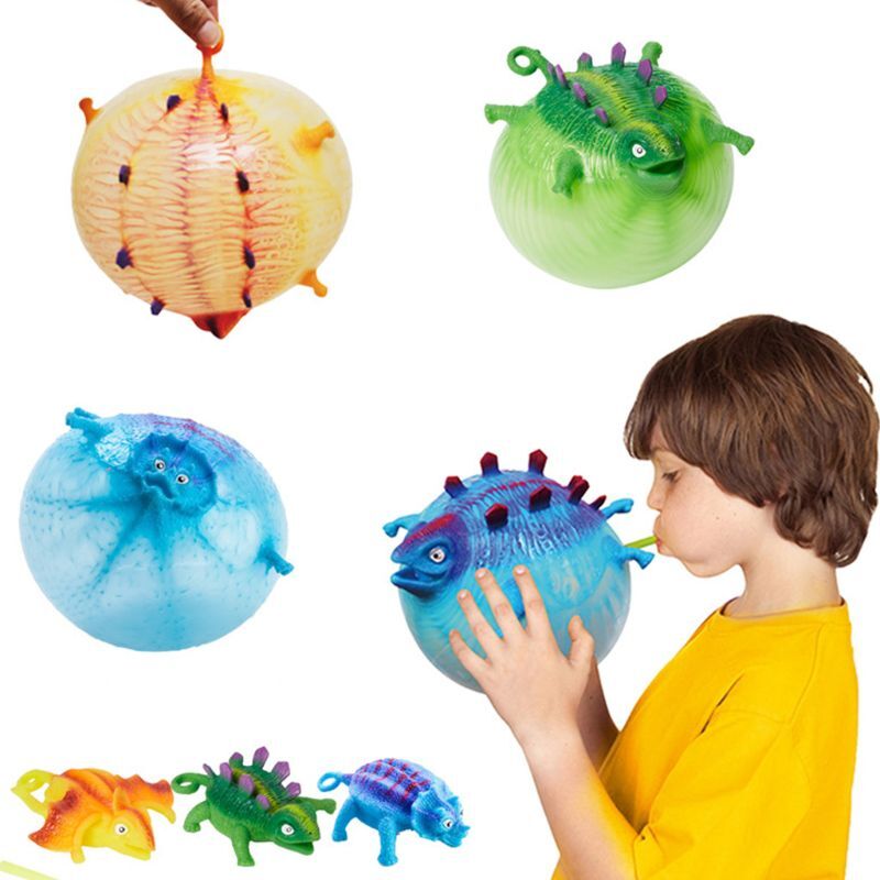 Juguetes de dinosaurios de 4 unids/set para niños, juguete inflable antiestrés, bola suave, globo Kawaii, Regalos divertidos para Halloween