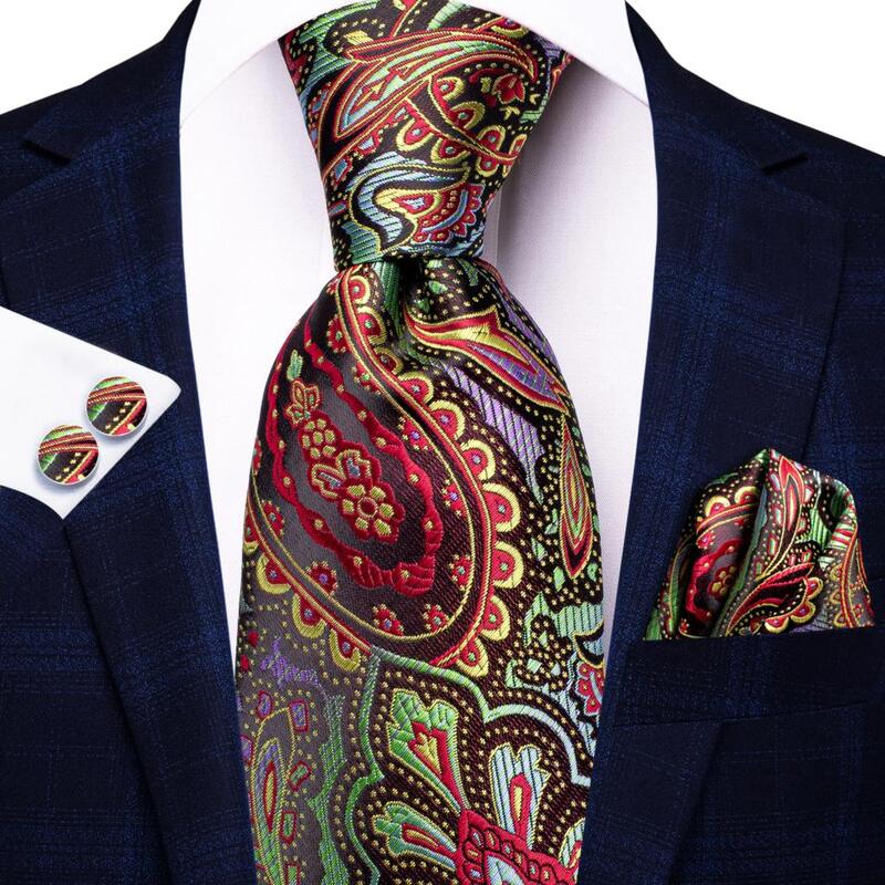 Hi-tie-Conjunto de corbatas de Cachemira para hombre, conjunto de gemelos, pañuelo de seda, corbata para boda, fiesta, negocios, nueva marca de moda, 2022