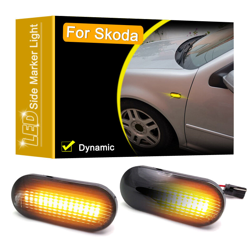Luz LED dinámica de señal de giro para coche, marcador de guardabarros lateral, resistente al agua, lente ahumada, para Skoda Octavia 1U 1996-2010