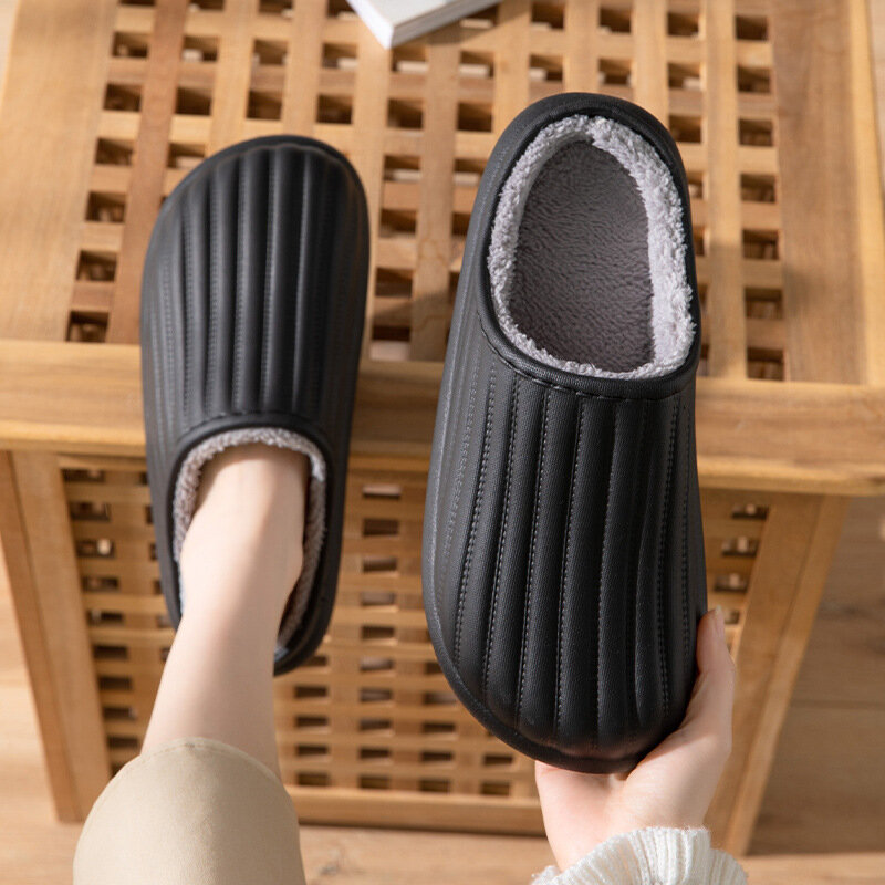 Waterproof Slippers Autumn and Winter Home Non-slip Comfortable Warm Cotton Shoes Non-slip Indoor Casual Slippers Easy to Clean