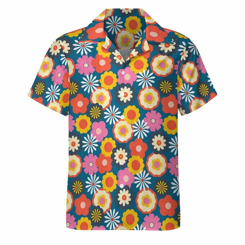 Гавайская Свободная рубашка с коротким рукавом и принтом ромашки, Y2K