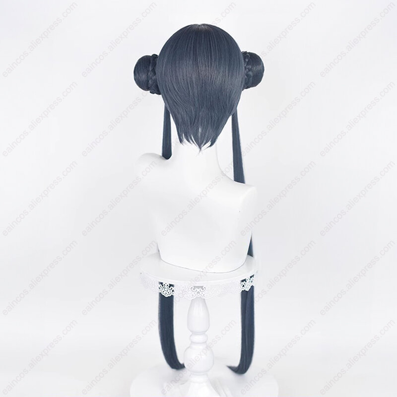 Kisaki-Perucas longas cosplay azuis e cinzas, cabelo sintético resistente ao calor, rabos de cavalo, 80cm