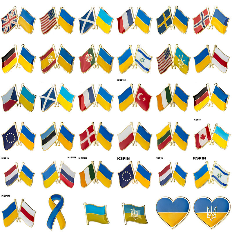 Metal Flag Lapel Pin, Emblemas para roupas, Pin Patches para Mochila, Ícone da Ucrânia, KS-0186