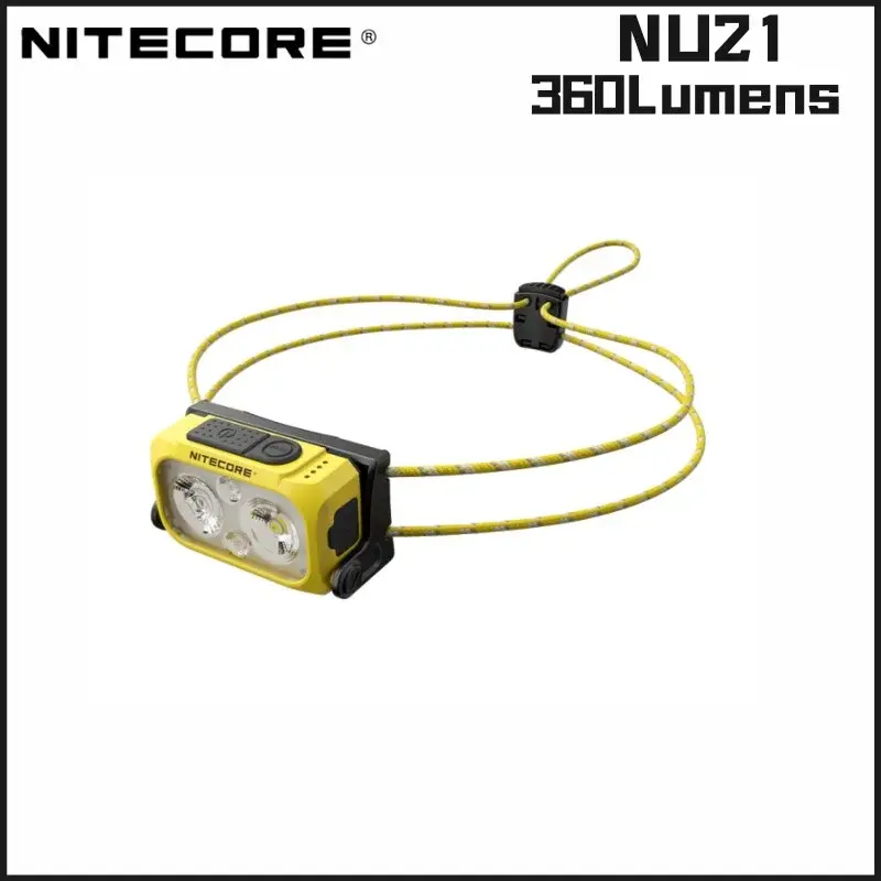 NITECORE NU21 lampu depan luar ruangan isi ulang 360lumen lampu depan Ultra ringan baterai Li-ion 500mAh bawaan