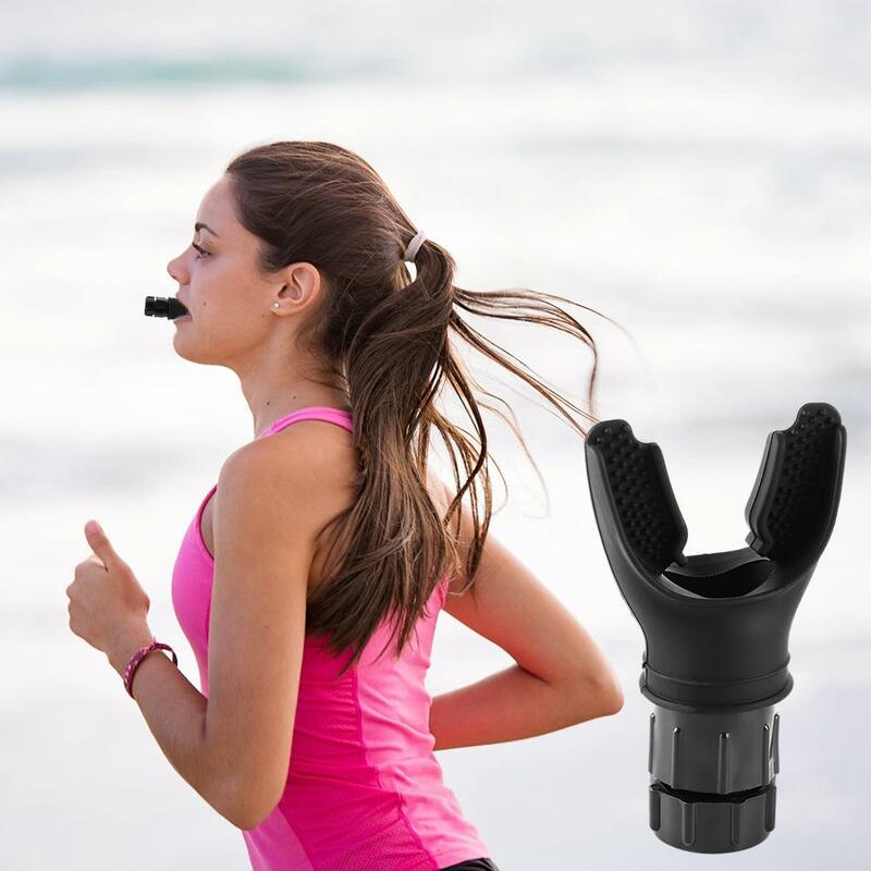 Respirador de silicona para hombre y mujer, equipo de Fitness para respirar, herramienta de ejercicio espiratorio al aire libre, portátil, color negro