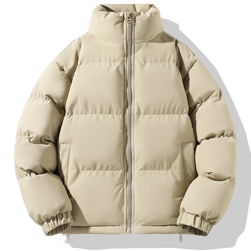 Парка зимняя хлопковая для мужчин и женщин, теплая утепленная куртка для пар, пальто с длинным рукавом и воротником-стойкой, однотонная одежда