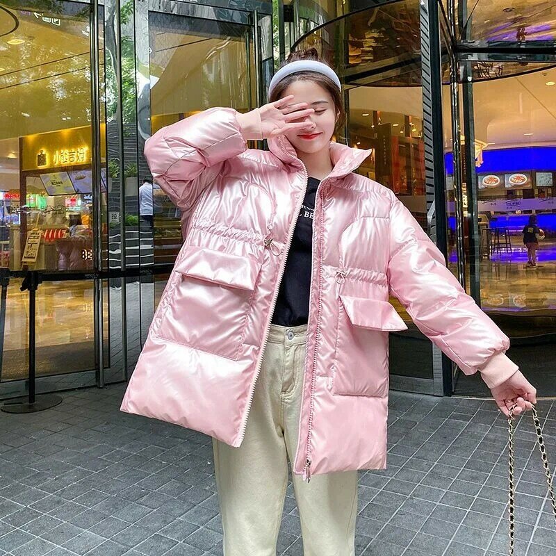 2023 New Women Down Cotton Coat Winter Jacket Mid Length Version Parkas Loose Large Size Thick Outwear Leisure Time Overcoat