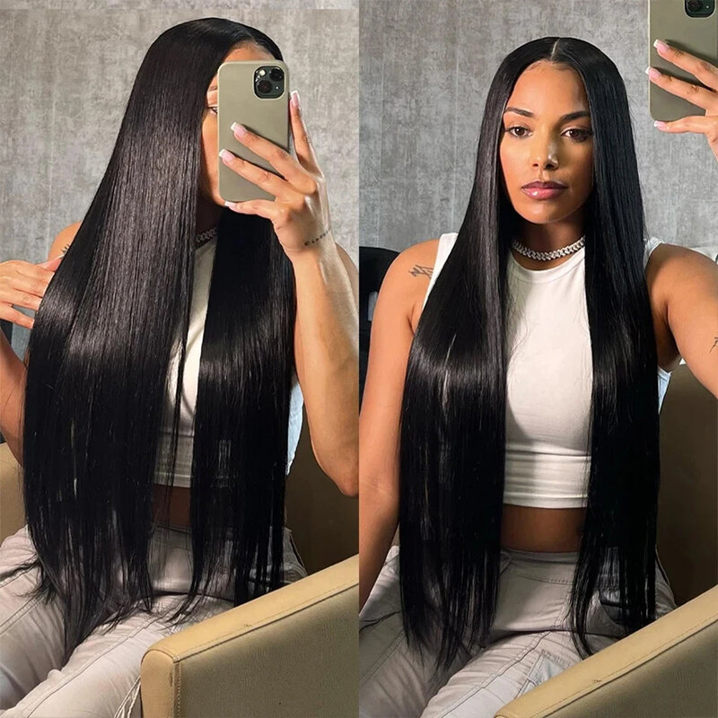30 32 Inch Bone Straight 13x6 HD Transparent Lace Frontal Human Hair Wigs 180 Density Brazilian 13x4 Lace Frontal Wig For Women