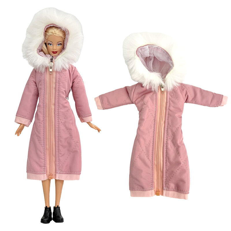 NK 1 sztuk modny płaszcz dla lalka Barbie bawełny kurtka zimowa sukienka długie ubrania futro płaszcz dla 1/6 akcesoria dla lalek BJD zabawki JJ