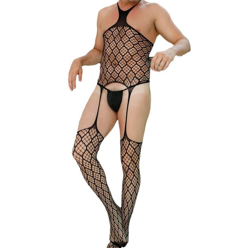 Men's Sexy Net Clothes One-piece Sexy Hollow Net Clothes