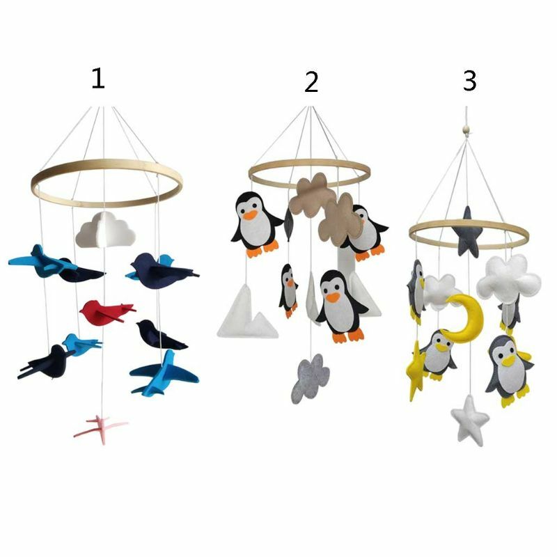Sonajero de algodón con forma de pájaro/pingüino para cama de bebé, decoración hecha a mano, cuna, juguete interactivo, sonajeros móviles, regalo infantil, E65D