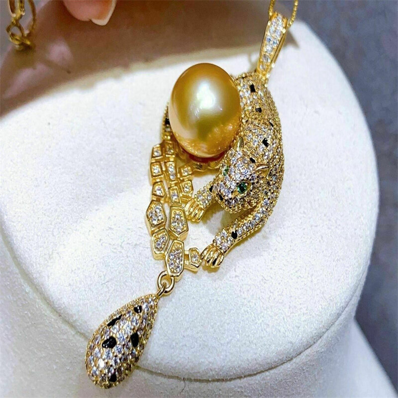 Gorgeous HUGE AAAA 10-11mm south sea Round Golden pearl pendant necklace 925s