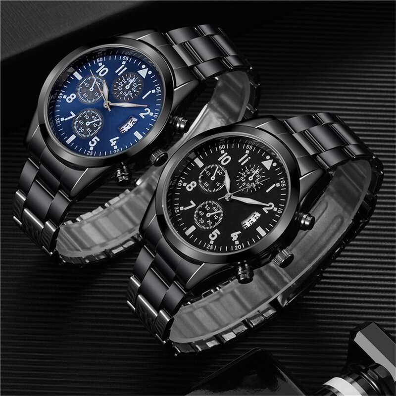 Новые повседневные мужские часы, роскошные светящиеся кварцевые наручные часы из нержавеющей стали, мужские деловые часы для мужчин, часы с календарем, подарки