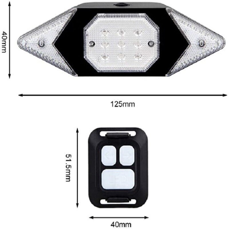 Lampu belakang sepeda pintar, cahaya LED peringatan pit kendali jarak jauh nirkabel, sinyal belok USB dapat diisi ulang