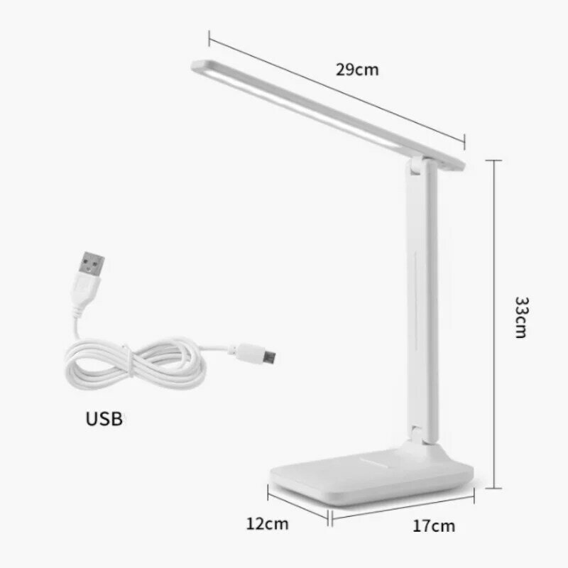 พับตารางหลอดไฟ Led โคมไฟตั้งโต๊ะ3ประเภท Stepless Dimmable Touch อ่าน Pelindung Mata Night Light USB Chargeable