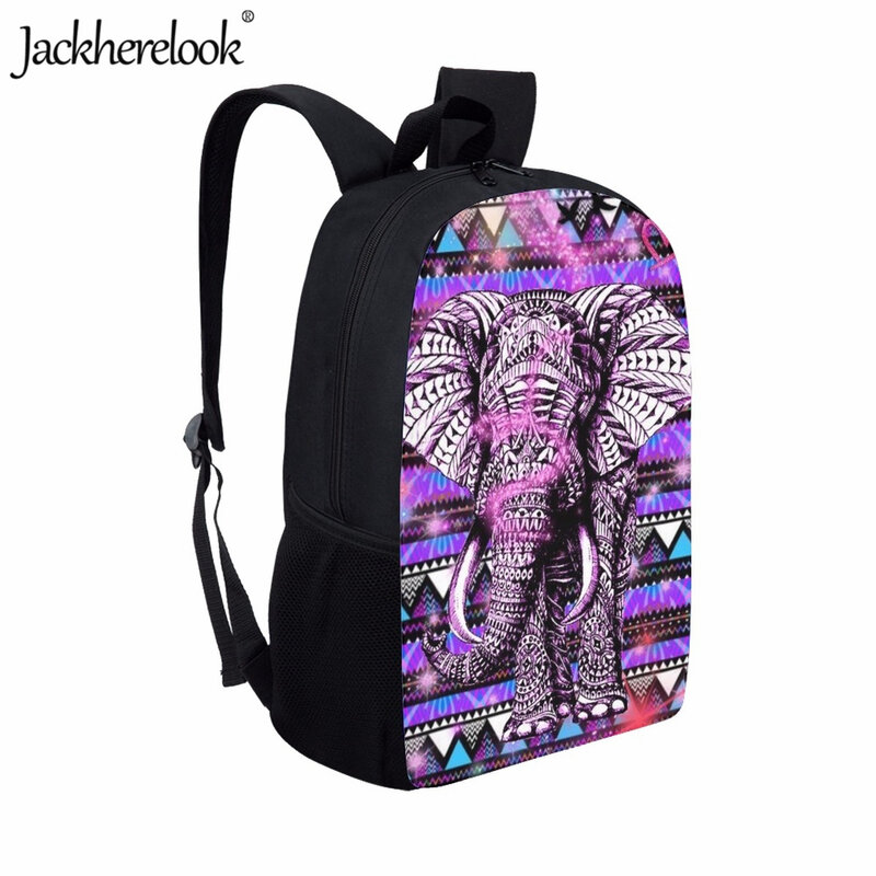 Jackherelook Polynesian Style School Bag for Teen Fashion Trendy Elephant Print Design Travel Backpack Large Capacity Book Bags