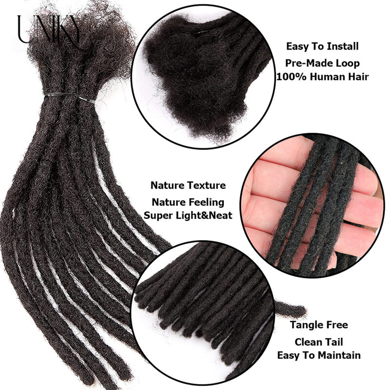 60 Strands Dreadlock Extensions For Men/Women  Afro Kinky Straight 100% Human Hair Handmade Loc Extensions Hair Braids Crochet