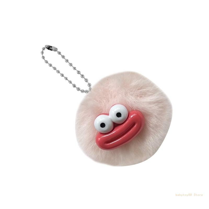 Y4UD Eye Catching Toy Sausage Mouth Pompoms Keychain Collectible Toy for Kindergarten Graduation Gifts Carnivals Prizes