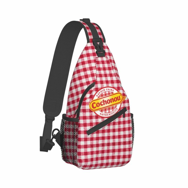 Personalized Pig Cochonou Sling Bag for Men Fashion Shoulder Chest Crossbody Backpack Travel Hiking Daypack