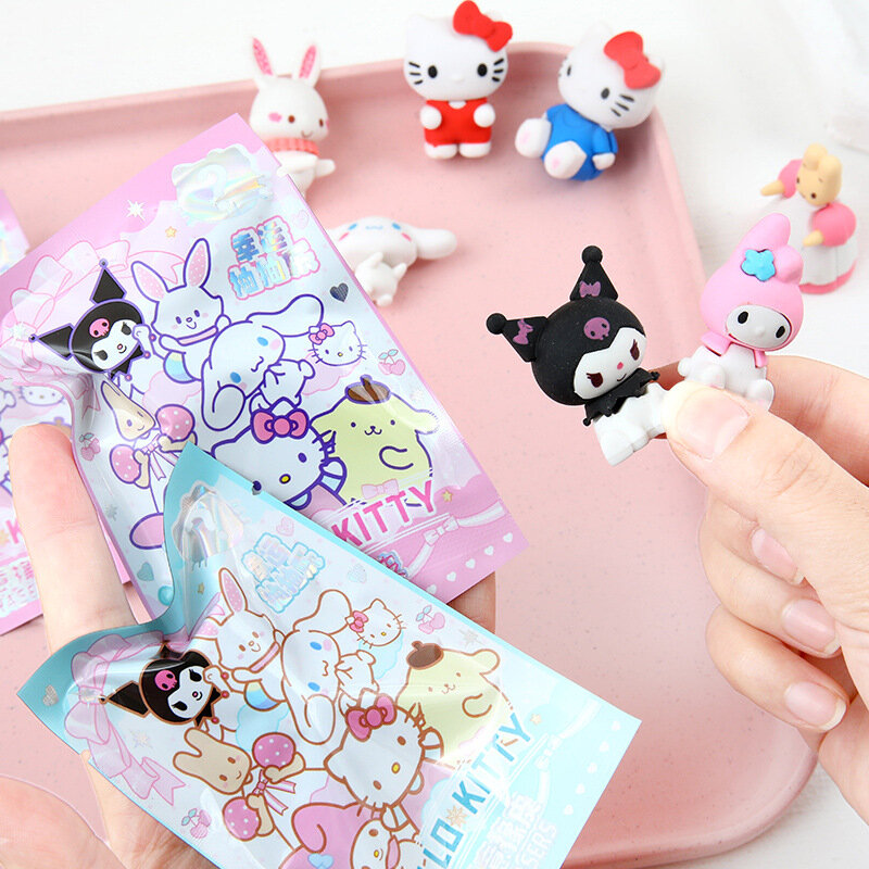 Sanrio Cartoon Eraser Rubber 16/32pcs Kawaii Students Stationery Kuromi Hello Kitty 3d Eraser Clean Tools School Children Gifts