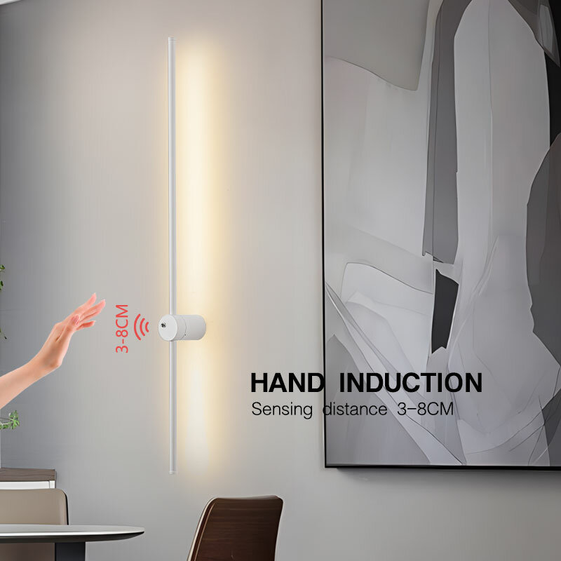 Lampu Dinding LED Sensor Nordic, lampu dinding LED saklar induksi tangan untuk kamar tidur ruang tamu dalam ruangan