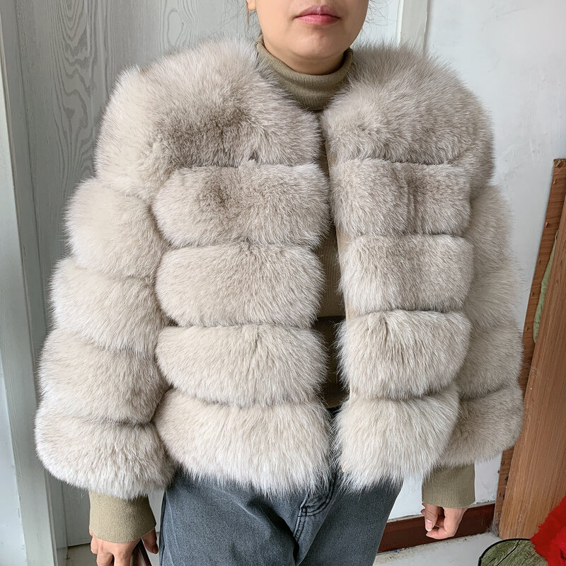 Новая женская зимняя теплая куртка из натурального меха, короткая шуба из 100% натурального меха енота, горячая распродажа