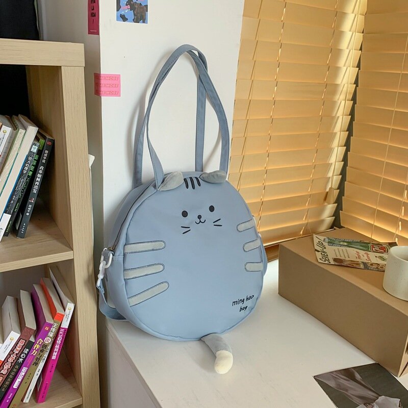 Yk2 niedlichen Katzenkopf Umhängetaschen Cartoon Anime Rucksack kawaii Reiß verschluss tasche Cartoon Puppe Umhängetaschen Aufbewahrung tasche neu