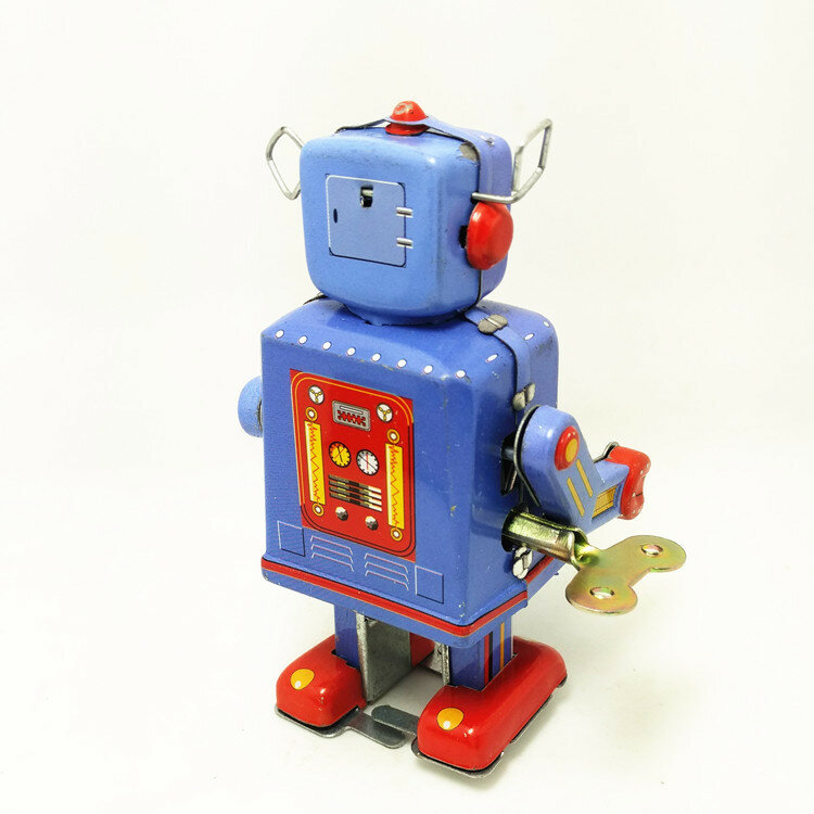 Vintage Drumming Robot Metal Tin Clockwork Wind Up Tin Figure Toy Collectible Classic Toys For Boy Kids Christmas Gifts