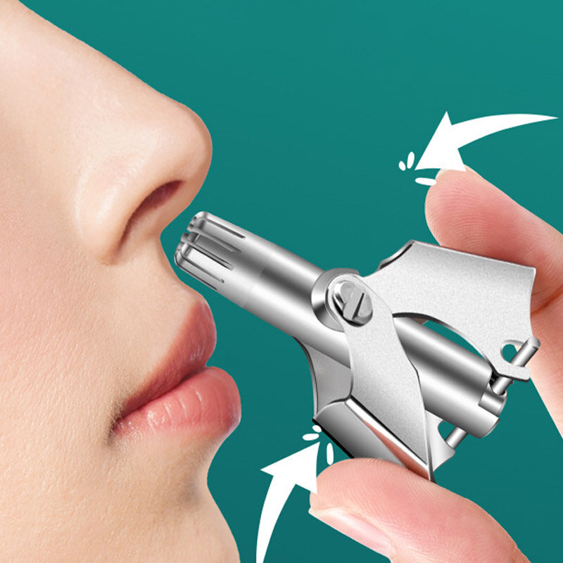 Aparador de pelos nasais para homens e mulheres, sem ruído, lavável, manual, navalha, ferramenta de trabalho, inoxidável