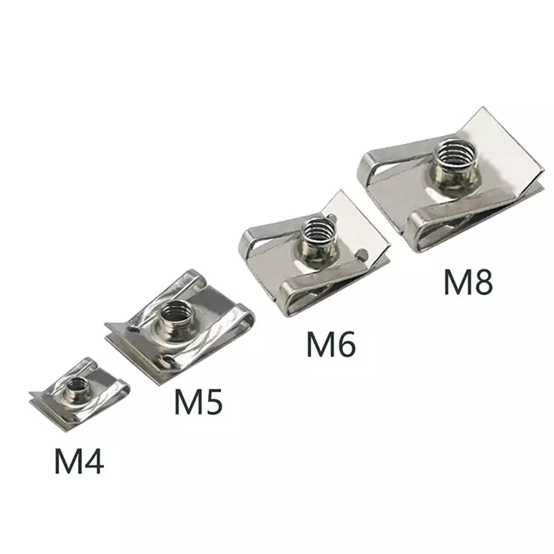 10pcs Stainless Steel U Type Clips with Thread M6 M5 M4 M8 8mm 5mm 6mm 4mm Reed Nuts for Car Motorcycle Scooter ATV Moped