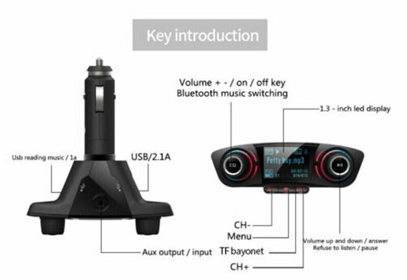 Автомобильный FM-трансмиттер с Bluetooth, MP3-плеер, адаптер громкой связи, комплект USB-зарядного устройства