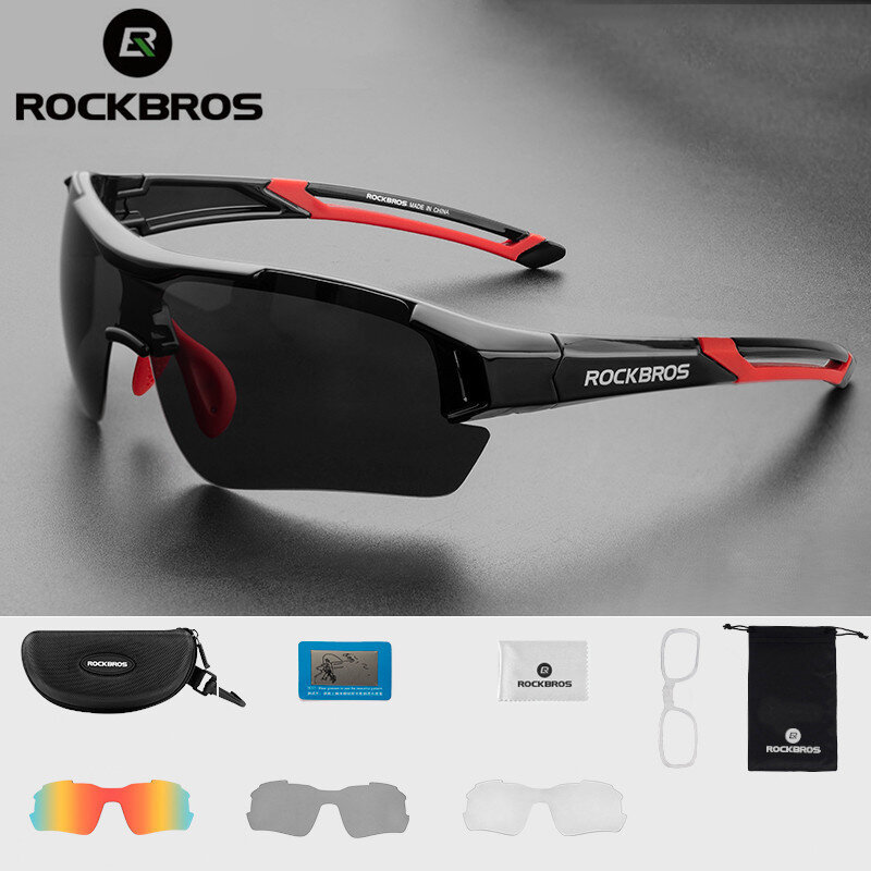 Rockbros-偏光スポーツサングラス,マウンテンバイクとロードバイクの保護,5レンズ