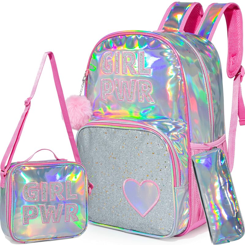 Zaino per ragazze zaini scuola bambini Bookbag trasparente per studenti dell'asilo elementare borsa da viaggio Full Size con Lunch Box