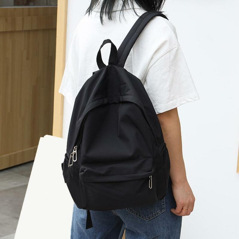 Mochila de Nylon impermeável para estudantes, mochila escolar ultra leve, cor sólida, capacidade, viajantes