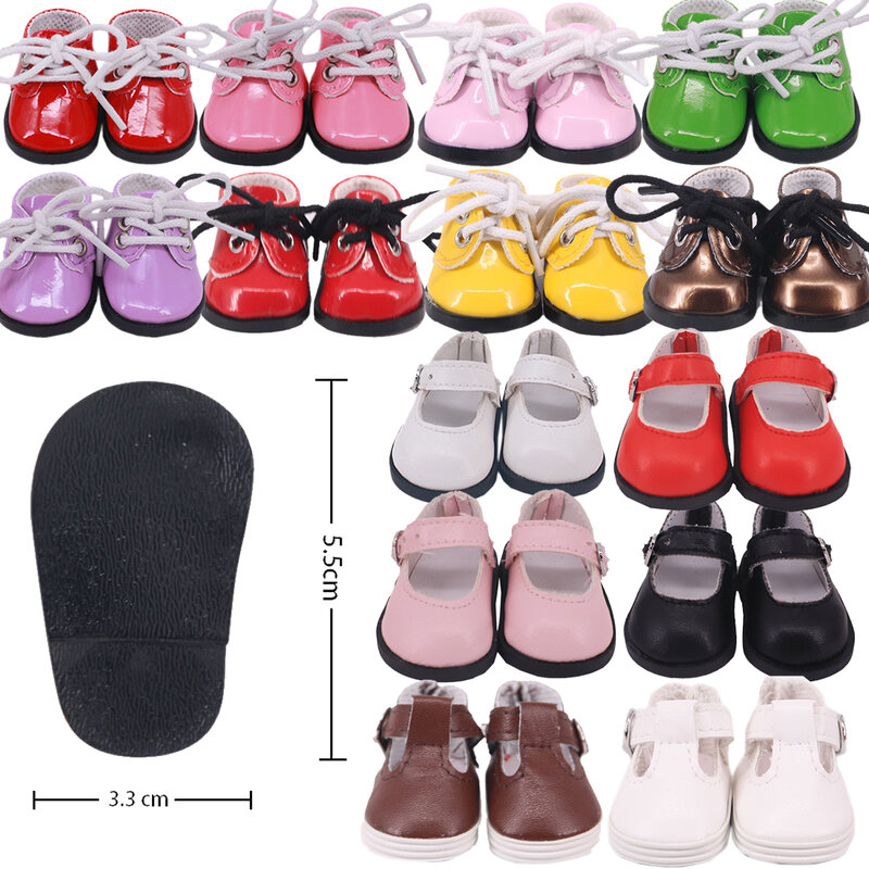 Zapatos de cuero para muñecas, Mini zapatos de juguete de 5,5 cm, para BJD 1/6, 14,5 pulgadas, Wellie Wisher, Nancys y Paola Reina de 32-34 cm, juguetes rusos